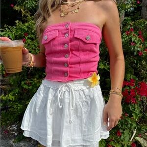 It Girl Pink Denim Tube Top
